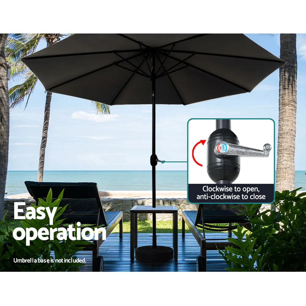 Instahut 3m Outdoor Umbrella Beach Pole Garden Patio Tilt Black - Image 5