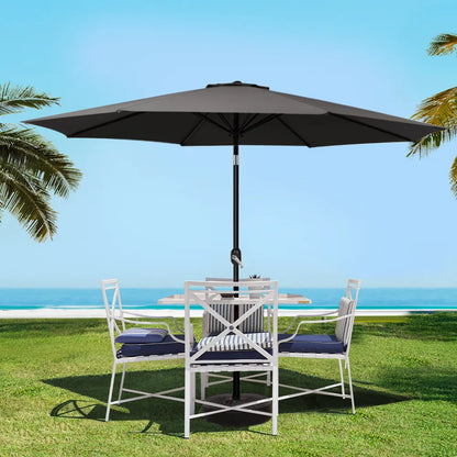 Instahut 3m Outdoor Umbrella Beach Pole Garden Patio Tilt Black - Image 8