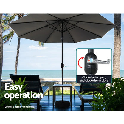 Instahut 3m Outdoor Umbrella Beach Pole Garden Patio Tilt Charcoal - Image 5
