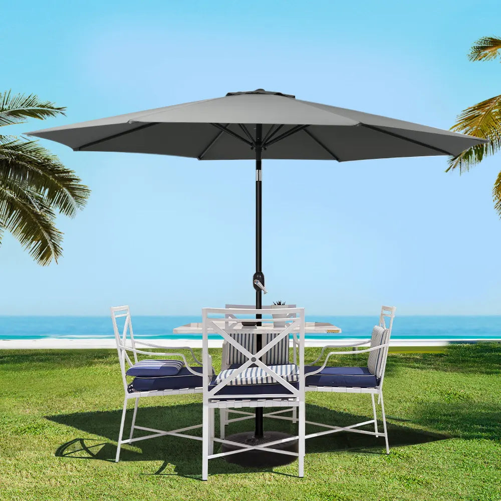 Instahut 3m Outdoor Umbrella Beach Pole Garden Patio Tilt Charcoal - Image 8
