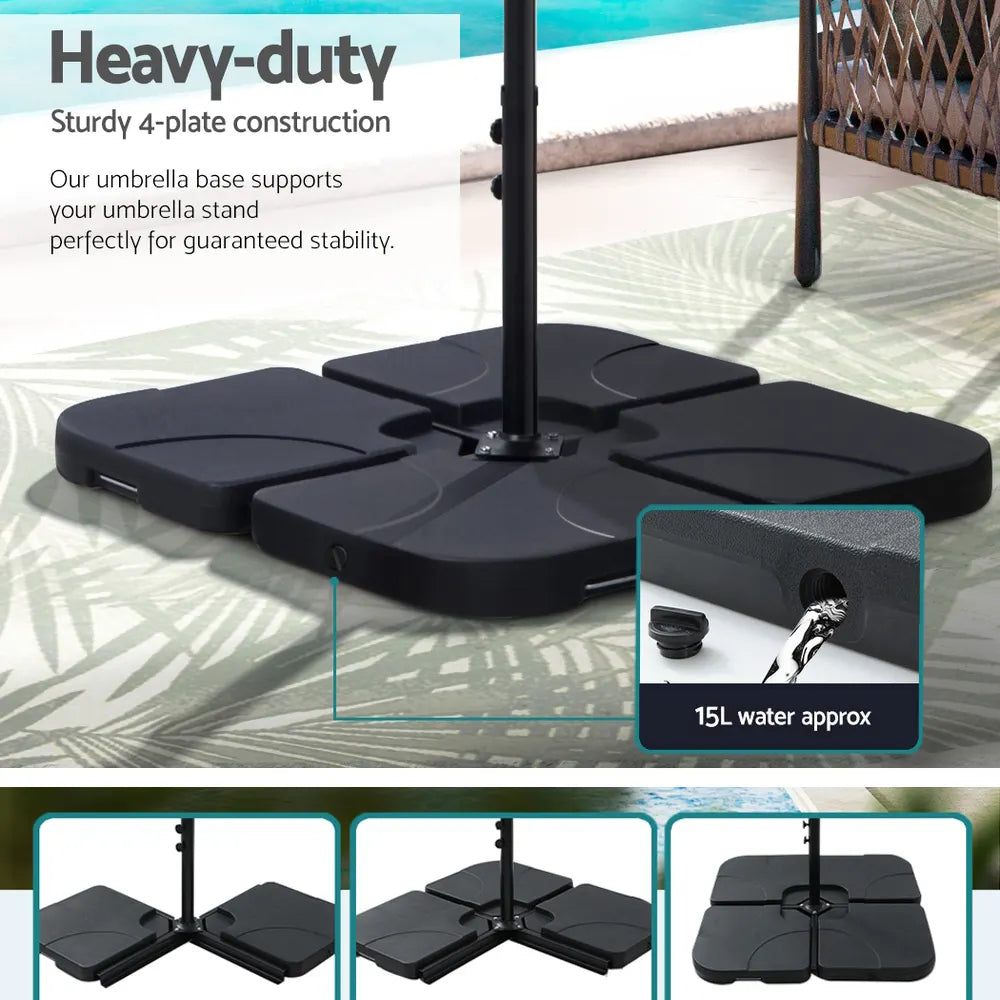 Instahut 4.57m Outdoor Umbrella w/Base Stand Beach Pole Garden Tilt Beige - Image 6