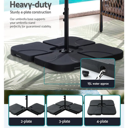 Instahut 4.57m Outdoor Umbrella w/Base Stand Beach Pole Garden Tilt Black - Image 6