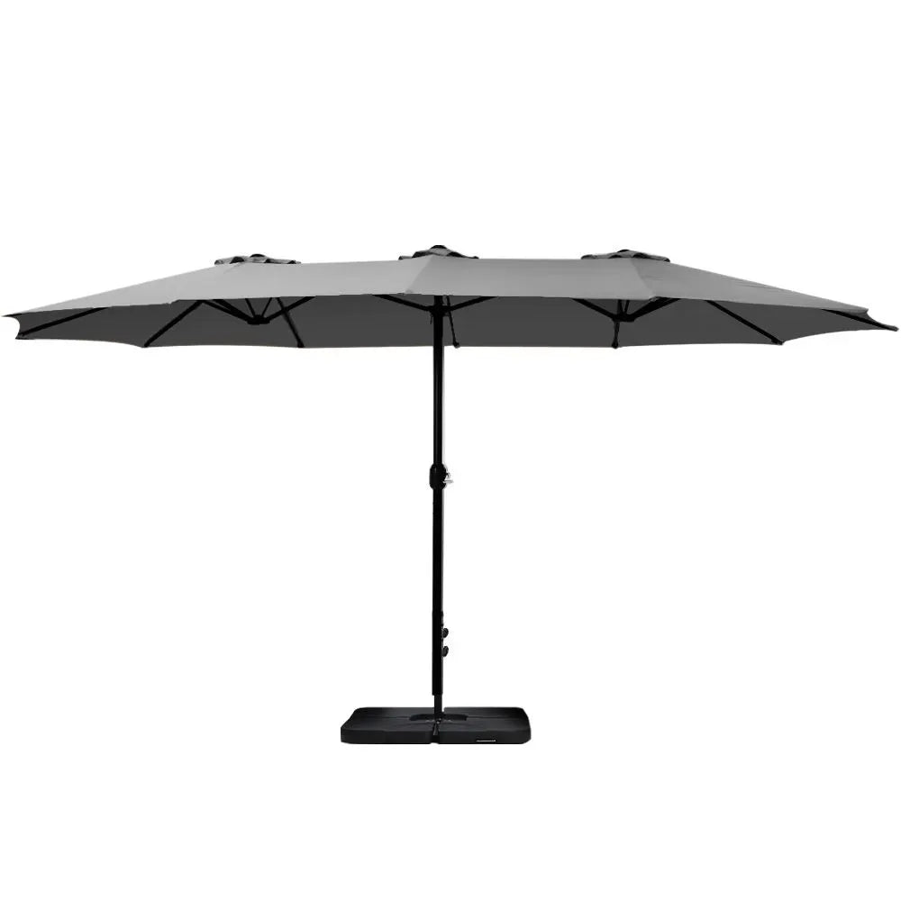 Instahut 4.57m Outdoor Umbrella w/Base Stand Beach Pole Garden Charcoal - Image 4