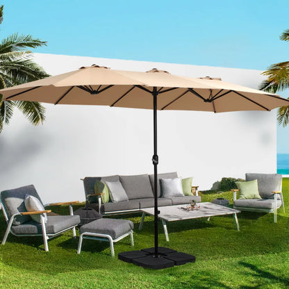 Instahut 4.57m Outdoor Umbrella Beach Pole Garden Tilt Beige - Image 8