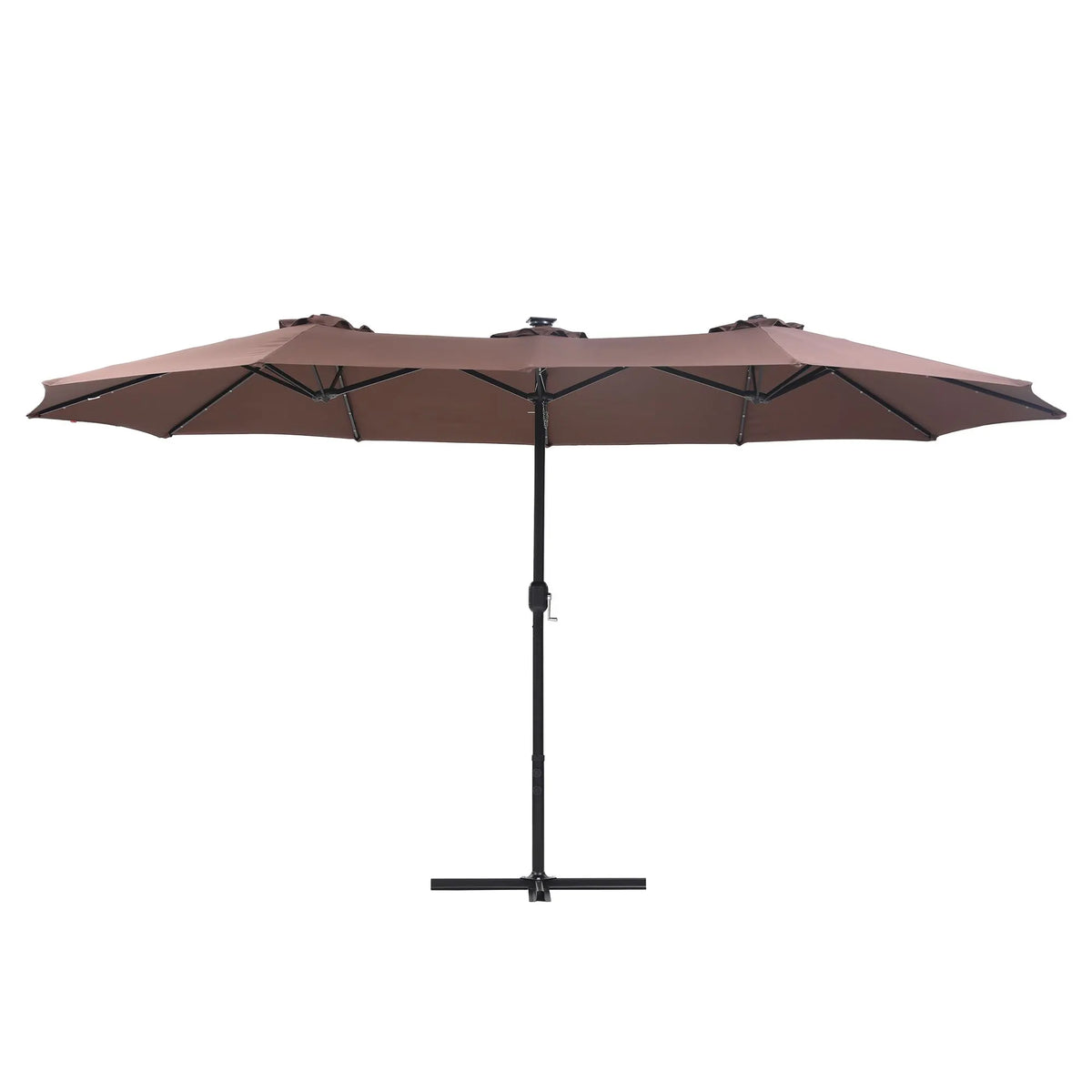 Instahut Outdoor Umbrella 4.57m Solar 48 LED Double-Sided Patio Parasol Brown - Image 3