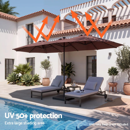 Instahut Outdoor Umbrella 4.57m Solar 48 LED Double-Sided Patio Parasol Brown - Image 5