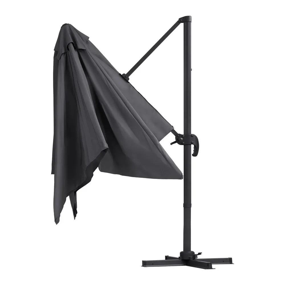 Instahut Outdoor Umbrella 3m Umbrellas Cantilever Stand Sun Roma 360 Degree Charcoal - Image 3