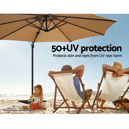 Instahut 3m Outdoor Umbrella Cantilever 360 Degree Tilt Beach Roma Beige - Image 6