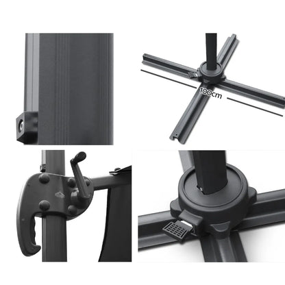 Instahut 3m Outdoor Umbrella Cantilever 360 Degree Tilt Beach Roma Black - Image 3