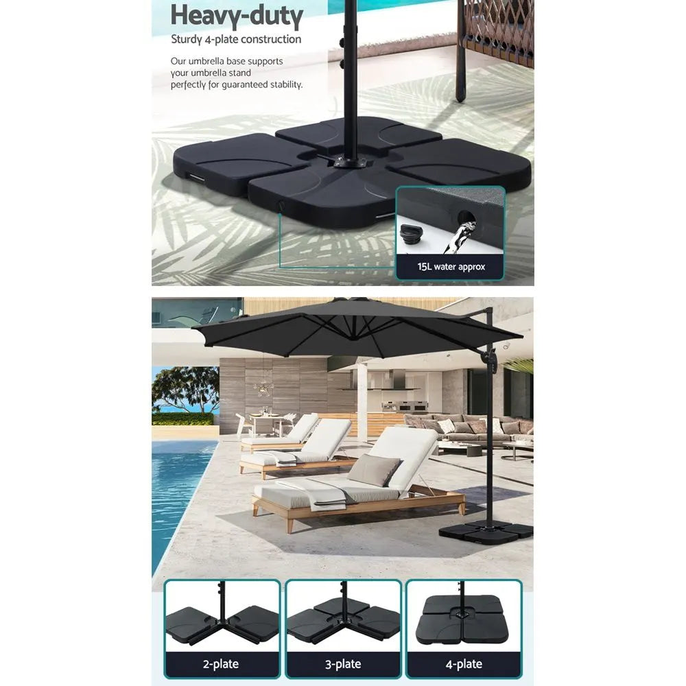 Instahut 3m Outdoor Umbrella w/Base Cantilever Beach Roma 360 Degree Tilt Charcoal - Image 7