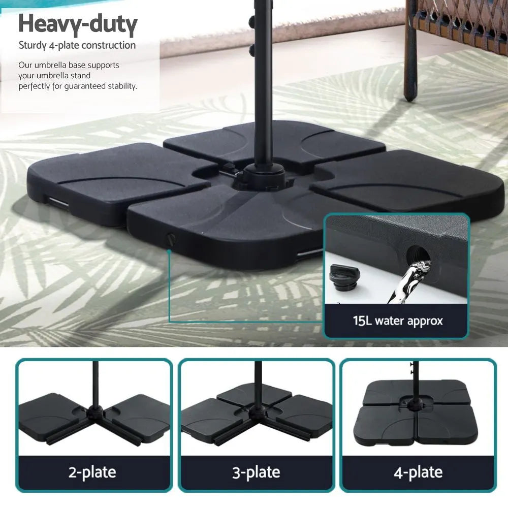 Instahut 3m Outdoor Umbrella w/Base Cantilever Beach Roma 360 Degree Tilt Grey - Image 6
