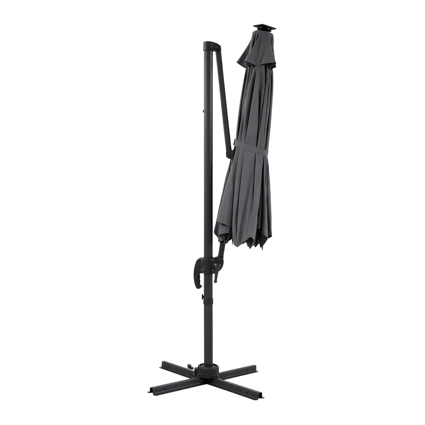 Instahut Outdoor Umbrella 3m Solar LED Offset Cantilever Patio Parasol Charcoal - Image 3