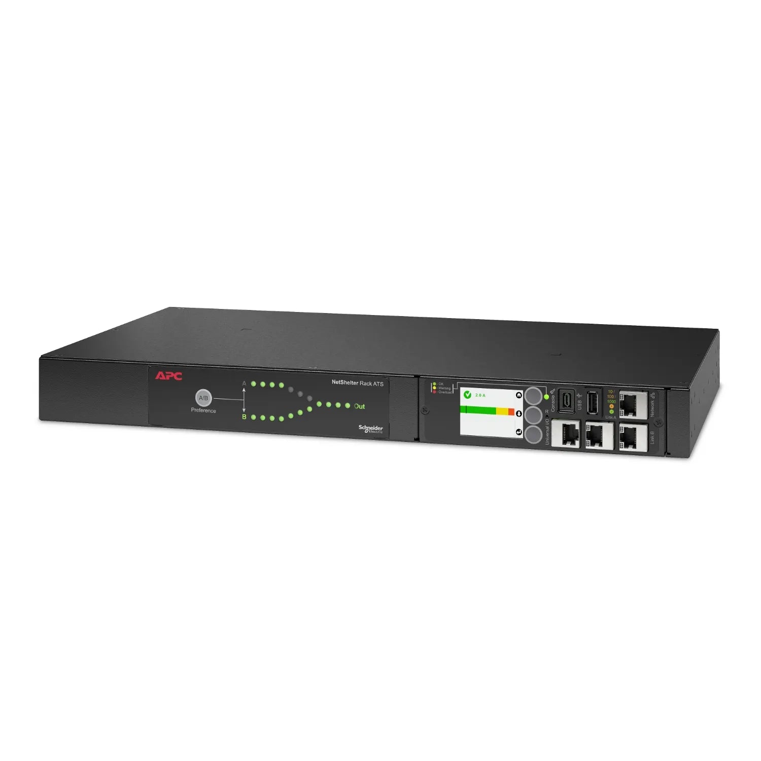 APC Netshelter Rack Automatic Transfer Switch, 1U, 10A, 230V, C14 IN, 12 C13 OUT, 50/60Hz - UPS...