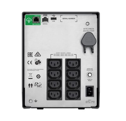APC Smart-UPS C, Line Interactive, 1500VA, Tower, 230V, 8x IEC C13 outlets, SmartConnect port, AVR, Graphic LCD