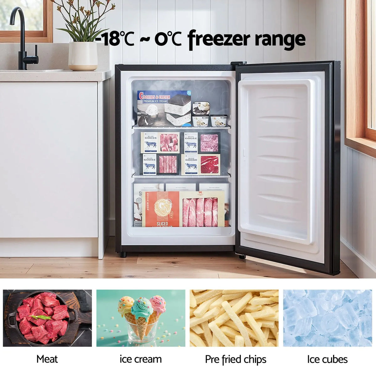 Devanti 42L Upright Freezer Fridge Black - Image 4