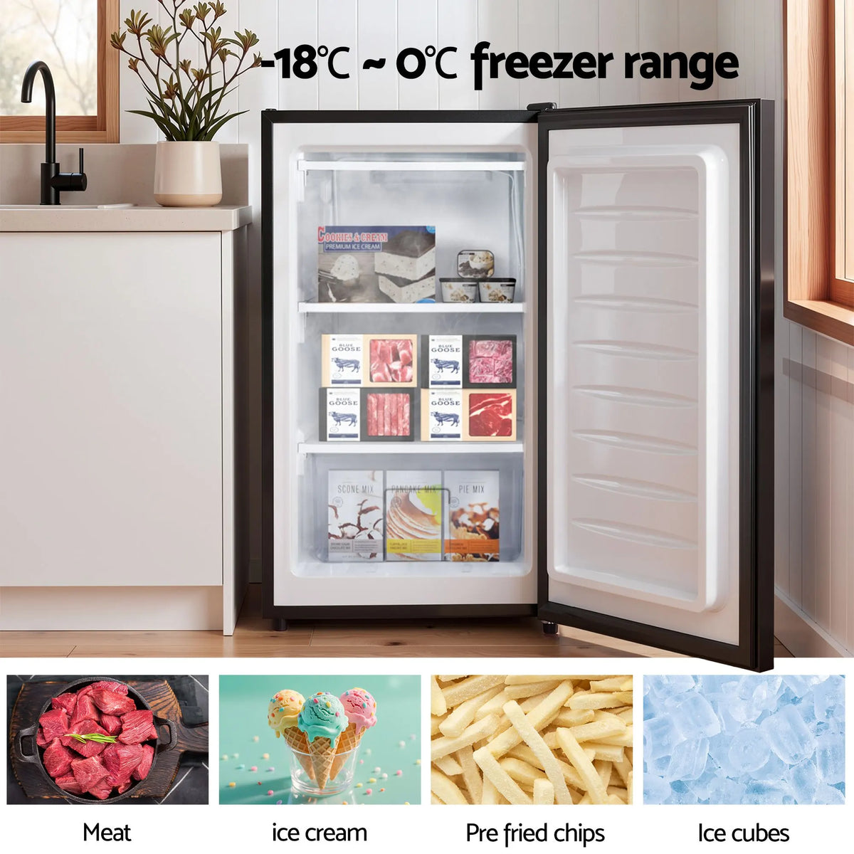 Devanti 81L Upright Freezer Fridge Black - Image 4