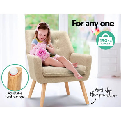 Artiss Armchair Linen Fabric Anne Beige - Image 5