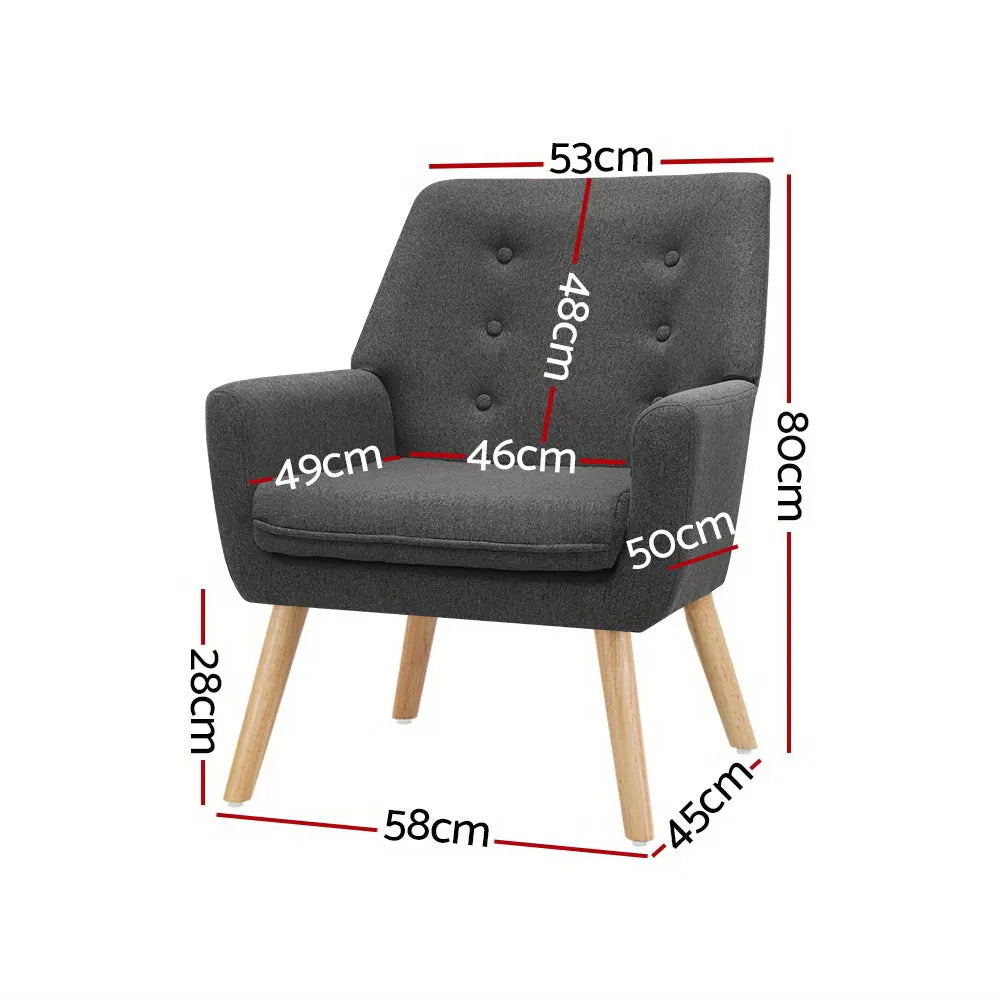 Artiss Armchair Linen Fabric Anne Charcoal - Image 2