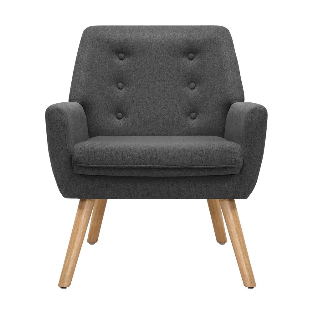 Artiss Armchair Linen Fabric Anne Charcoal - Image 3