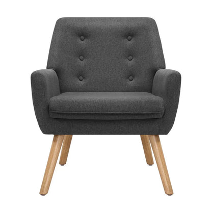 Artiss Armchair Linen Fabric Anne Charcoal - Image 3