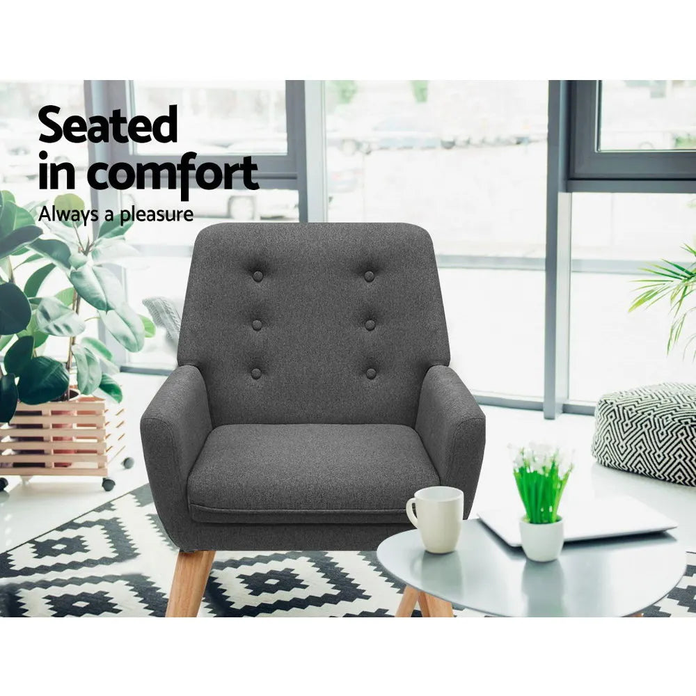 Artiss Armchair Linen Fabric Anne Charcoal - Image 5