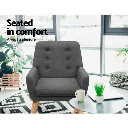Artiss Armchair Linen Fabric Anne Charcoal - Image 5