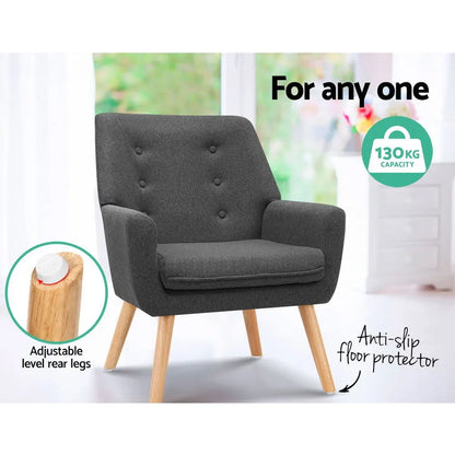 Artiss Armchair Linen Fabric Anne Charcoal - Image 6
