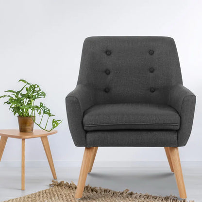Artiss Armchair Linen Fabric Anne Charcoal - Image 7