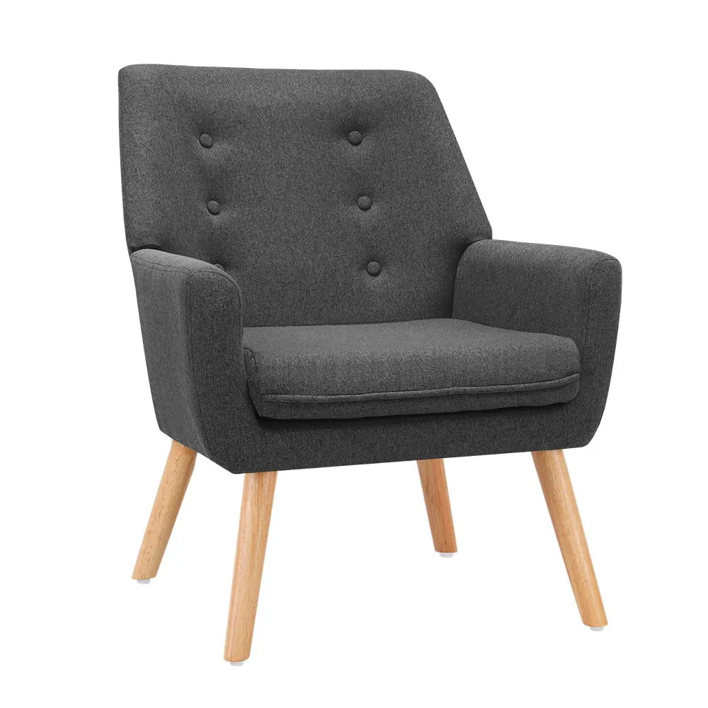 Artiss Armchair Linen Fabric Anne Charcoal