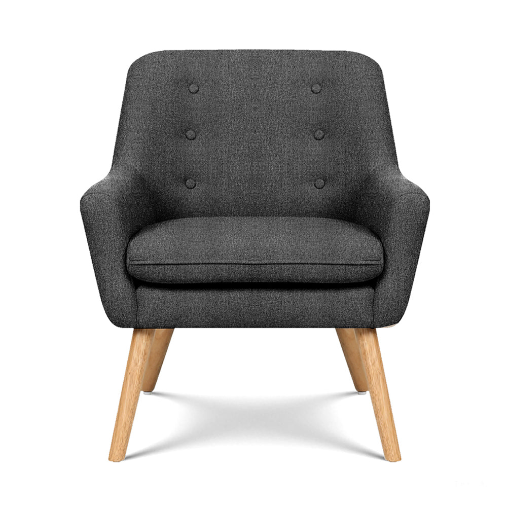 Artiss 2X Armchair Lounge Chair Accent Tub Chair Charcoal ANNE - Image 3