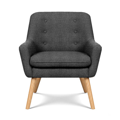Artiss 2X Armchair Lounge Chair Accent Tub Chair Charcoal ANNE - Image 3