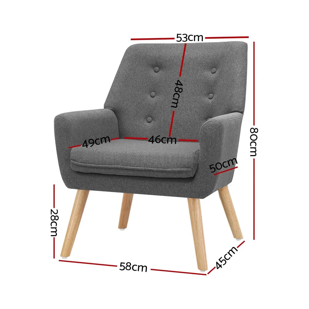 Artiss Armchair Linen Fabric Grey Charcoal - Image 2