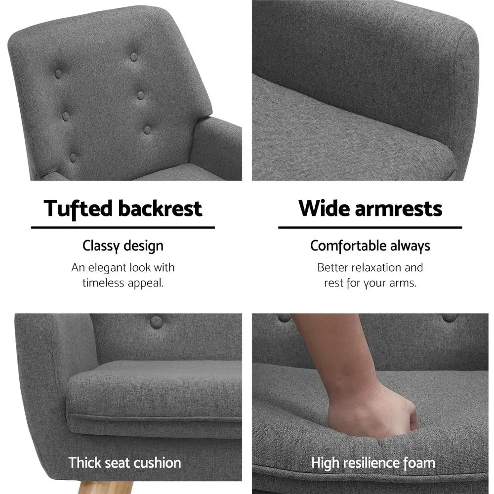 Artiss Armchair Linen Fabric Grey Charcoal - Image 3