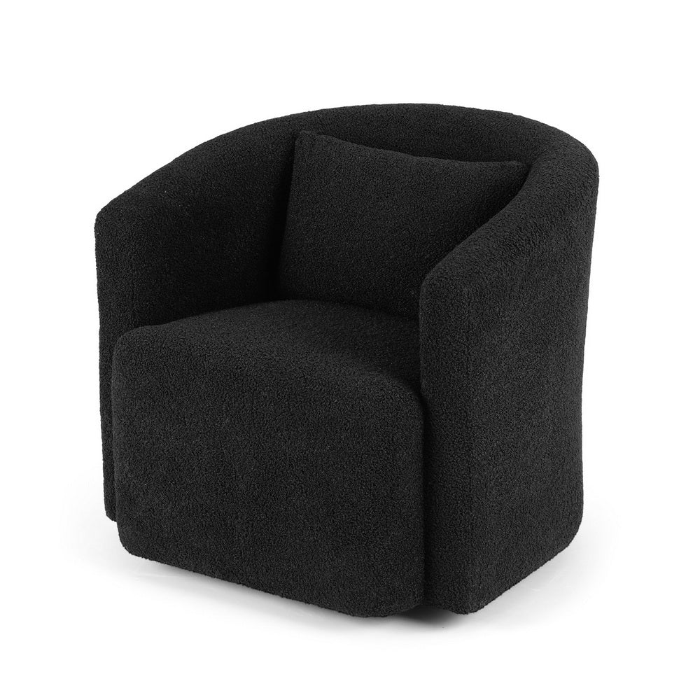 Artiss Round Swivel Armchair Sherpa Fleece Black - Image 7