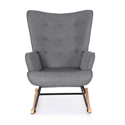 Artiss Rocking Armchair Nursing Chair Linen Fabric Grey - Image 3