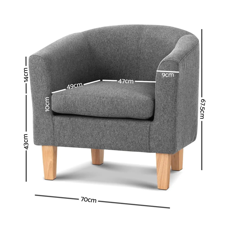 Artiss Armchair Tub Chair Grey Abby - Image 2