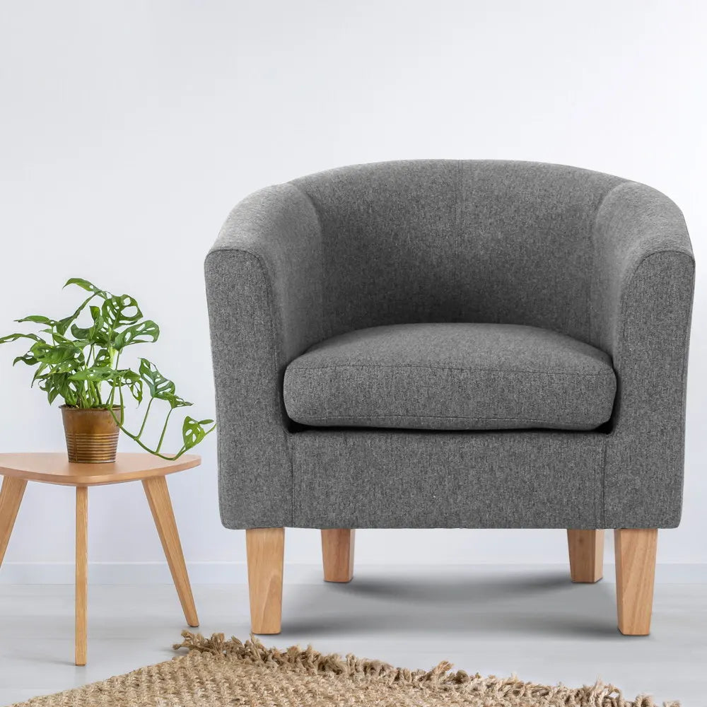 Artiss Armchair Tub Chair Grey Abby - Image 7