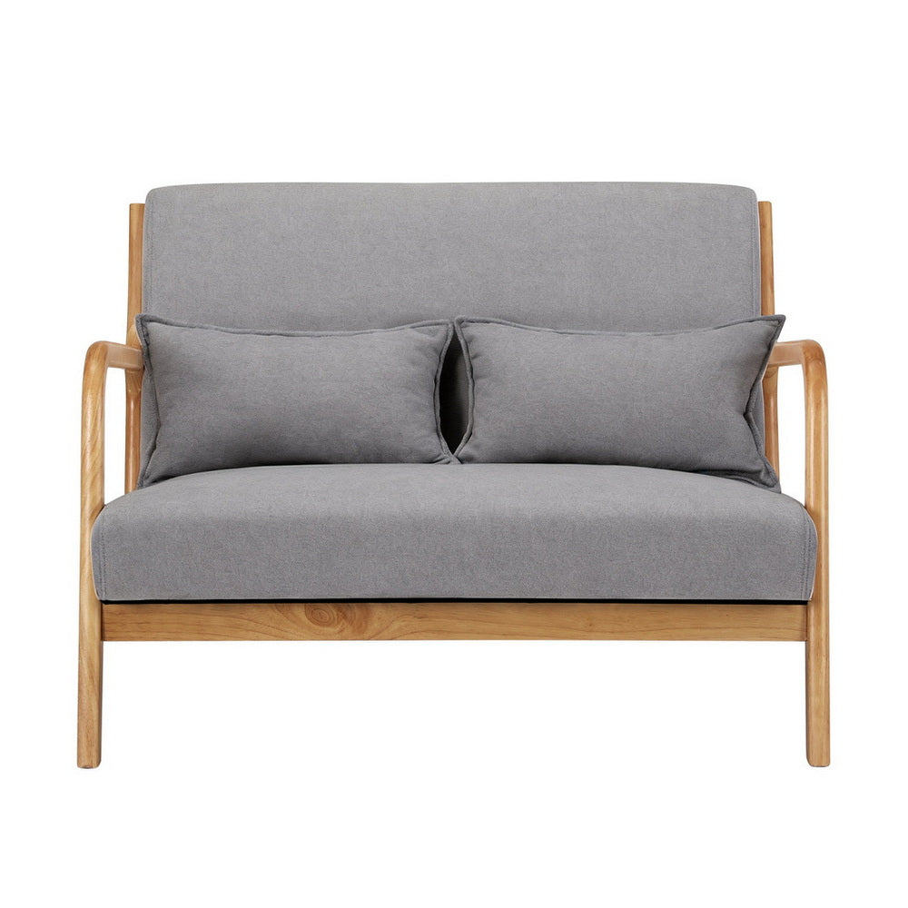 Artiss Armchair 2-seater Loveseat Fabric Grey - Image 3