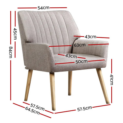 Artiss Armchair Fabric Beige Sebastini - Image 2