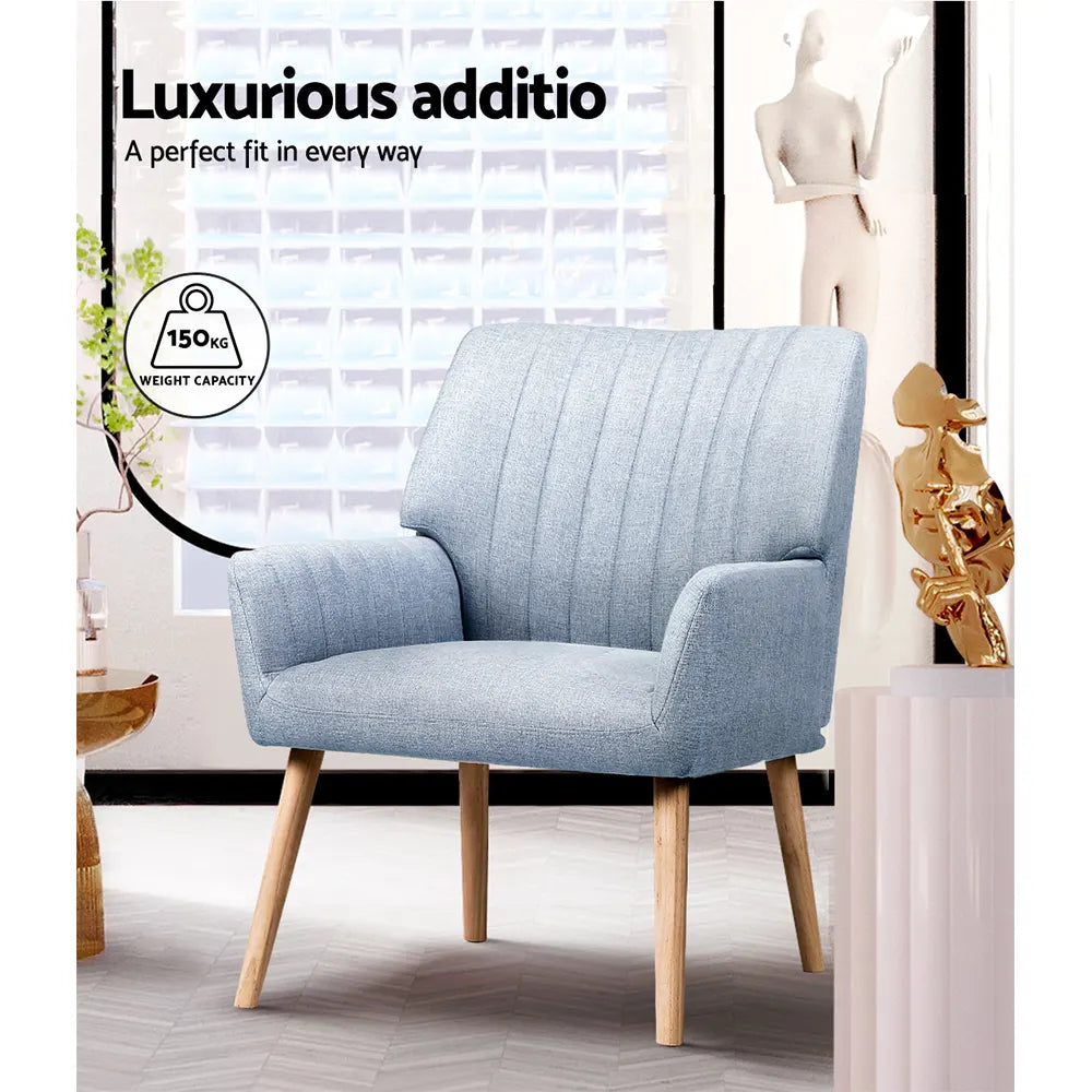 Artiss Armchair Fabric Blue Grey Sebastini - Image 4