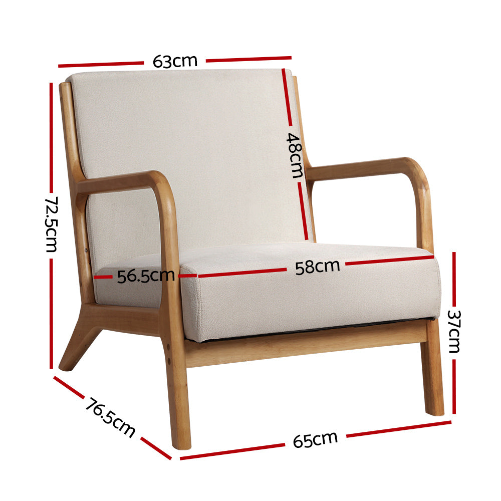Artiss 2X Armchair Faux Fabric Beige - Image 2