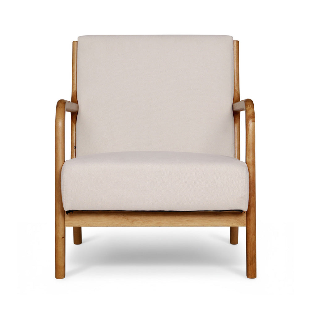 Artiss 2X Armchair Faux Fabric Beige - Image 3