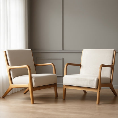 Artiss 2X Armchair Faux Fabric Beige - Image 7