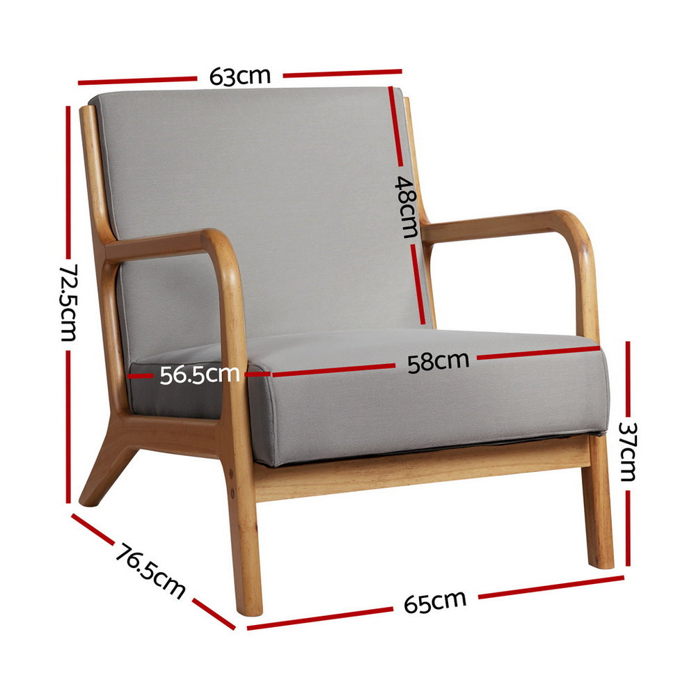 Artiss Armchair Fabric Light Grey - Image 2