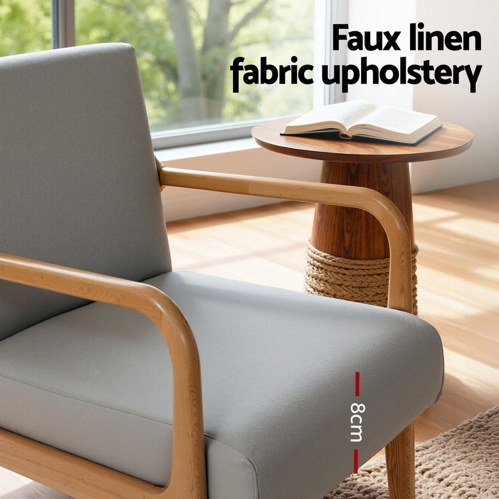Artiss Armchair Fabric Light Grey - Image 4
