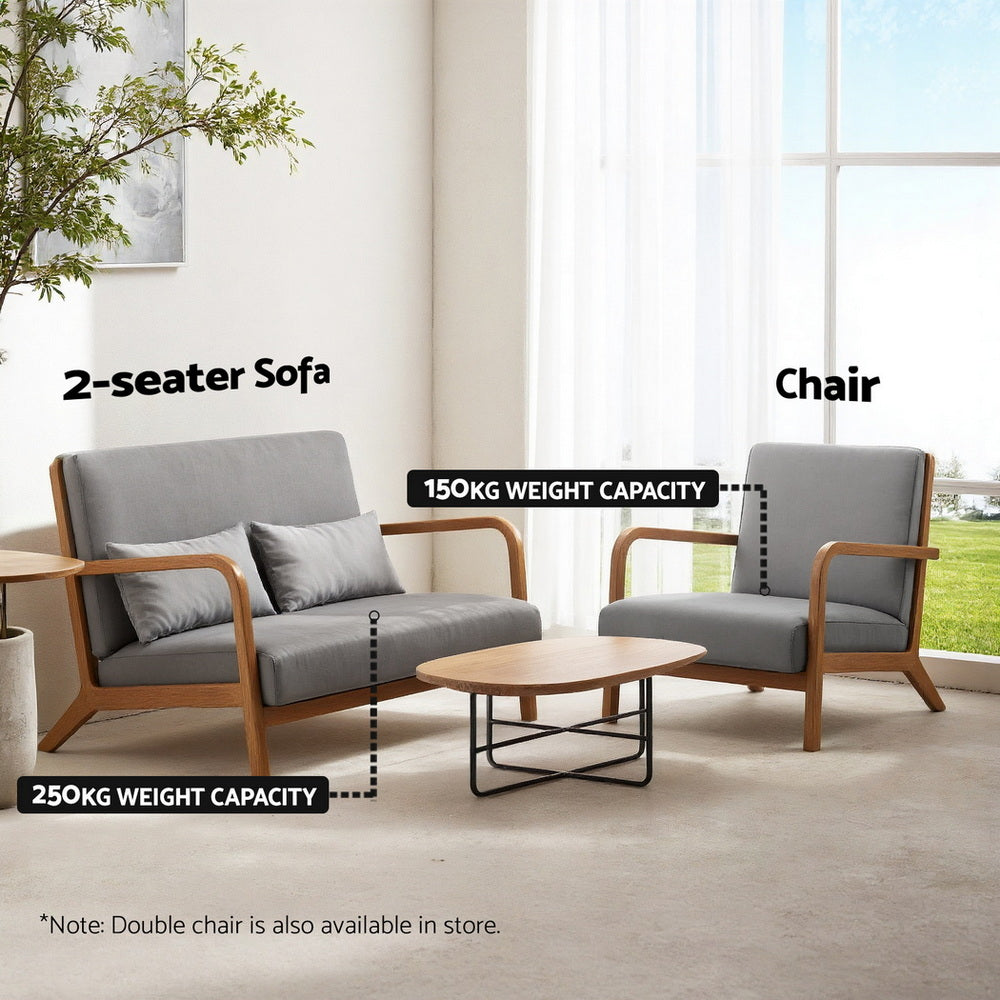 Artiss Armchair Fabric Light Grey - Image 6