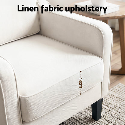 Artiss Armchair Lounge Accent Chair Linen Fabric Beige - Image 4