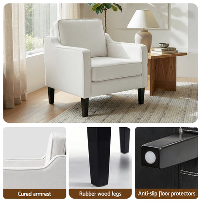 Artiss Armchair Lounge Accent Chair Linen Fabric Beige - Image 5