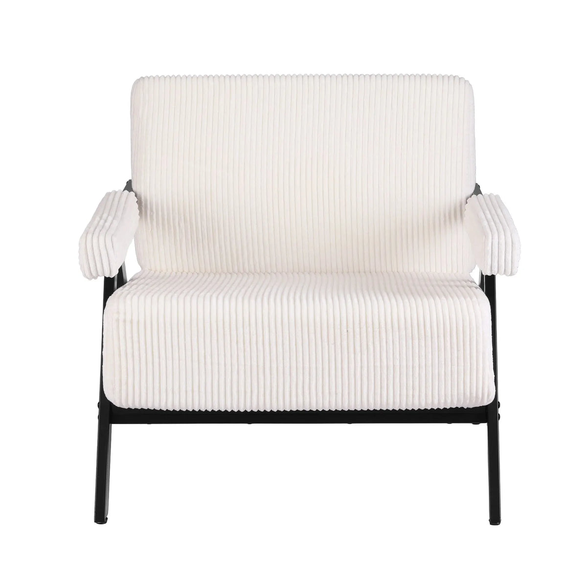 Artiss Compressed Armchair White Corduroy Accent Chair for Small Space - Image 4