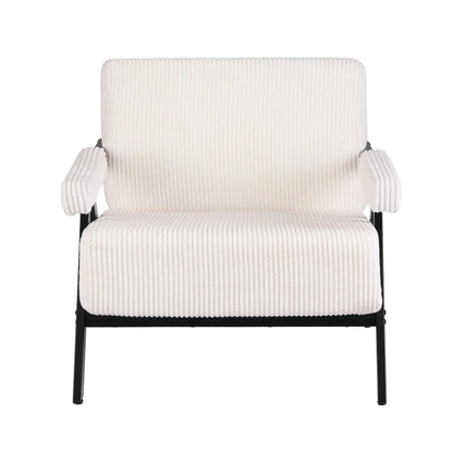 Artiss Compressed Armchair White Corduroy Accent Chair for Small Space - Image 4